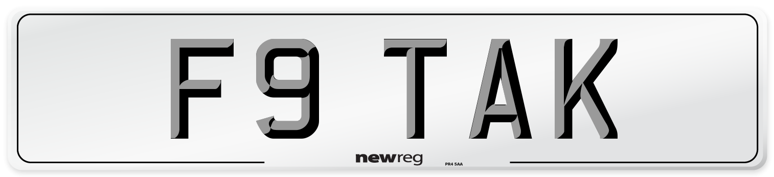 F9 TAK Number Plate from New Reg